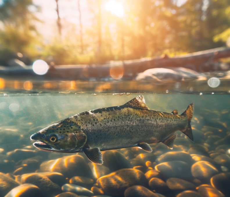 trout in a river